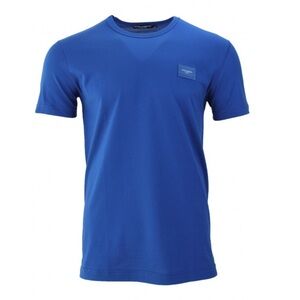 Dolce & Gabbana Blue Logo Plate Crewneck Cotton T-Shirt Size 52